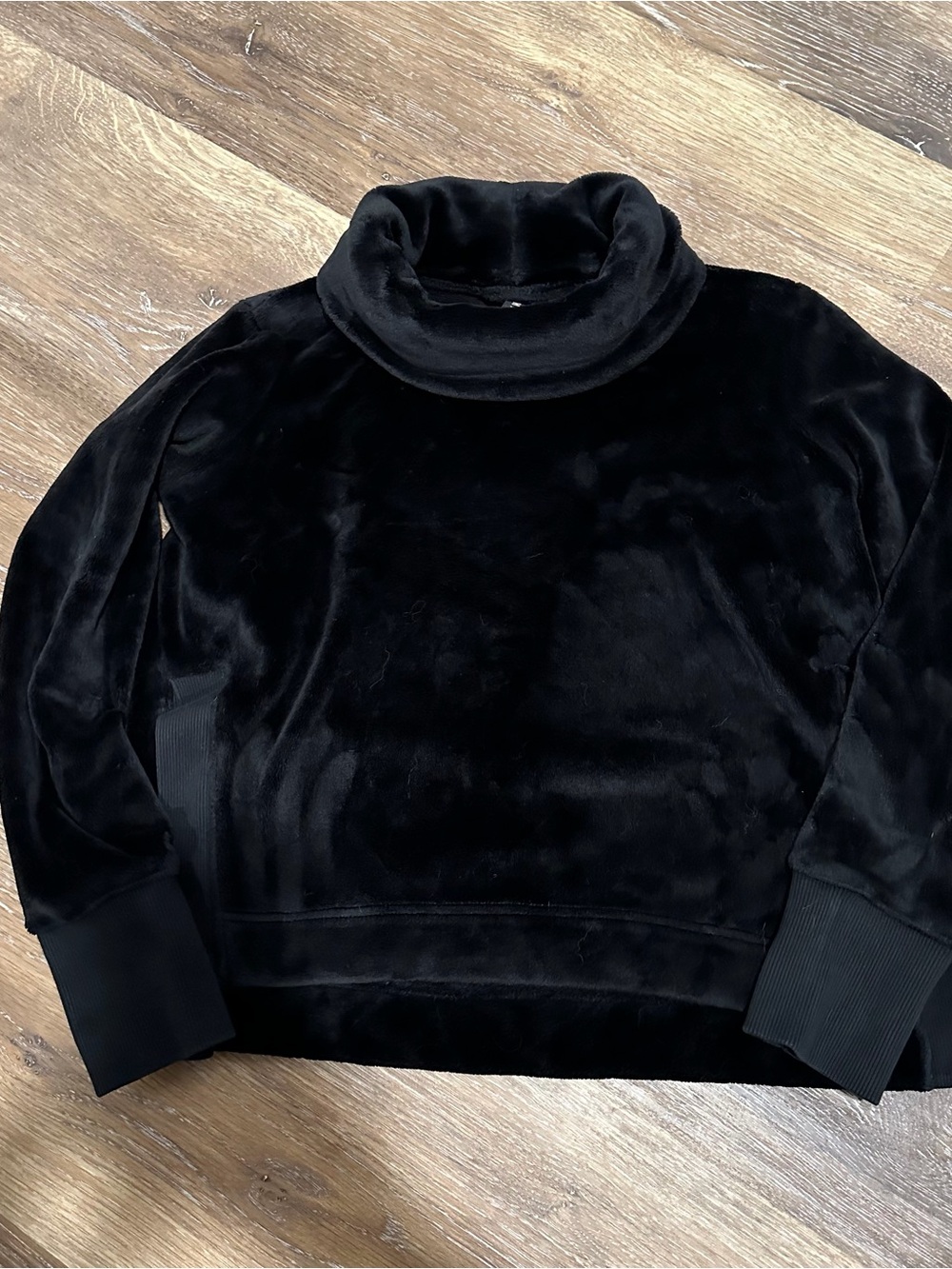 Athleta Double Cozy Karma Funnel Neck Sweatshirt Size XS Black Soft